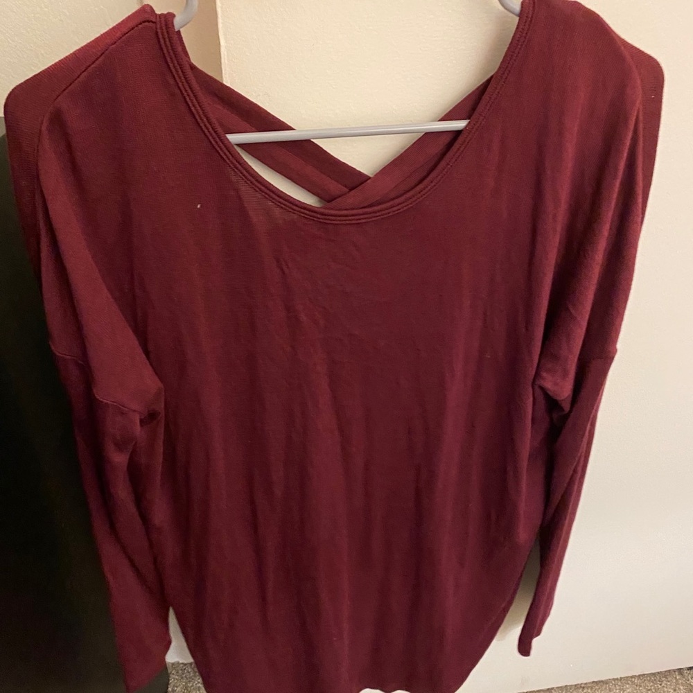 Red long sleeved blouse